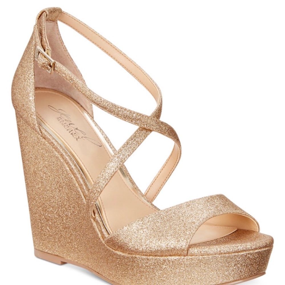 Jewel Badgley Mischka's Averie wedge sandals